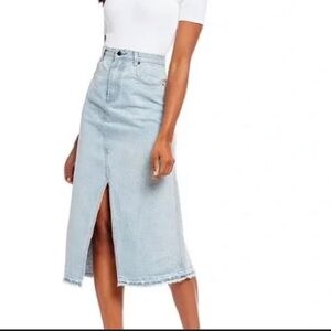 NWOT Gianni Bini Light Blue denim split slit Pencil Skirt size 10/12